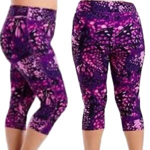 Just My Size Active Capri Leggings in Black and Purple size 18/20W - 2X